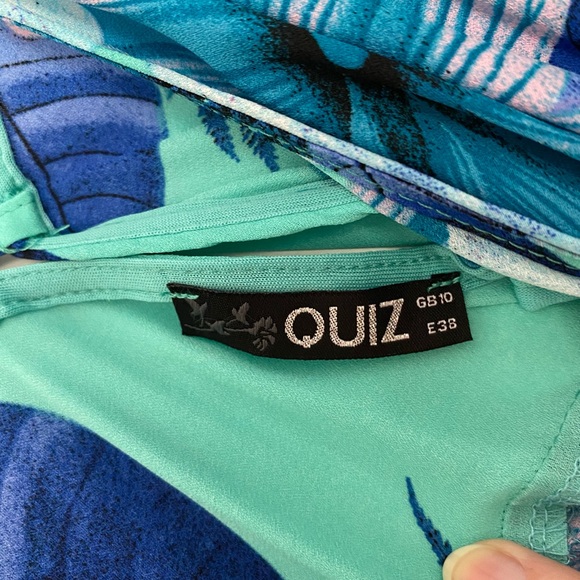 Quiz mint green turquoise blue floral playsuit size 10 - Picture 4 of 5